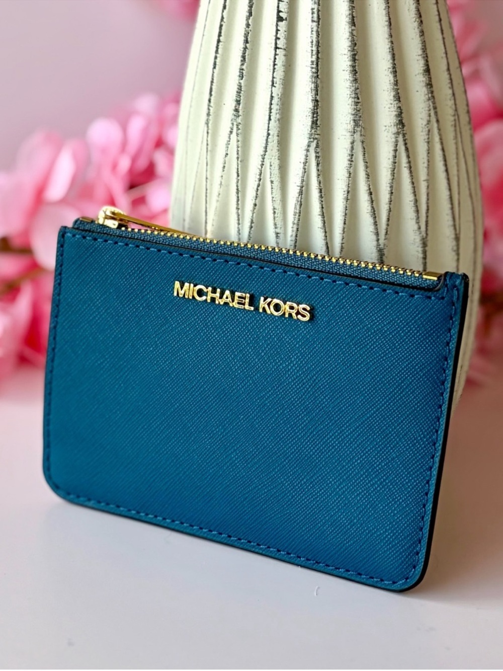 Michael Kors Jet Set travel coin pouch small wallet DK CHAMBRAY